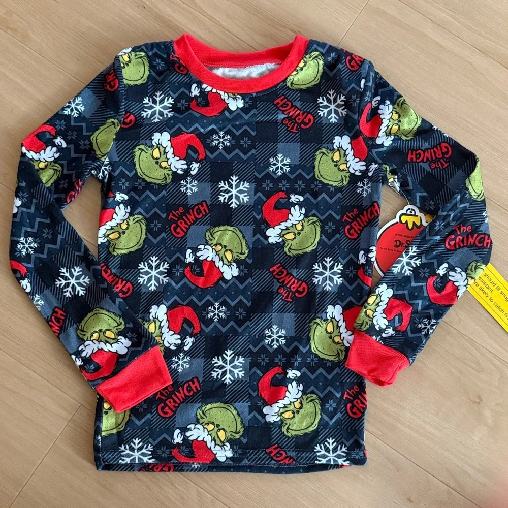 THE GRINCH BOYS SNUG FIT SOFT LONG SLEEVE TOP & BOTTOM 2-PIECE PAJAMA SET SZ: 10